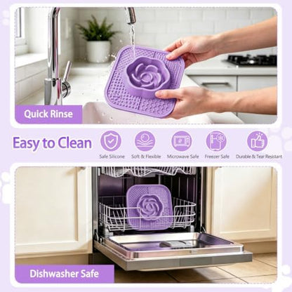 Slow Feeder Dog Bowls and Lick Mat for Dogs, Non-Slip Dog Bowl for Wet and Dry Food with Suction Cups for Slow Feeding & Anxiety Relief for Small to Large Dogs and Cats Purple - Image 6