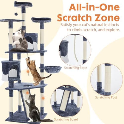 DUMOS Tall 79in Cat Tree Tower with Scratching Posts, Indoor Cats Use - Image 4