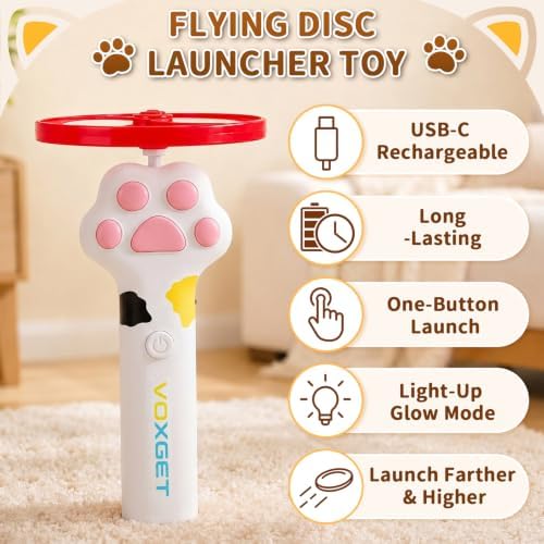 Interactive Cat Disc Launcher Toy, Rechargeable with 8 Flying Discs - Image 5