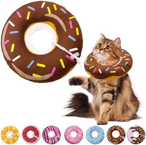 Seyezo Cat Cone Collar Soft, Adjustable Cat Recovery Collars, Donut Brown L by Seyezo