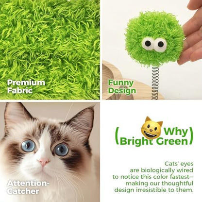 TINYBEAST Wooden Cat Scratching Post for Kittens, 4 in 1 Cat Scratcher Toy with Cat Ball Tracks, 18" Tall Sisal Scratch Post for Indoor Kittens, Interactive Feather Toy and 2 Sisal Hanging Balls - Image 5