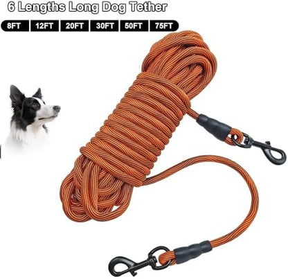 BTINESFUL 75ft Dog Tie Out Long Tether Rope Leash, 8/12/20/30/50ft Dog Lead - Image 6