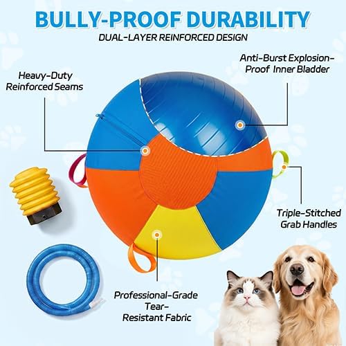 18'' Heavy Duty Herding Ball for Dogs with Handles, Inflatable Training Toy - Image 3