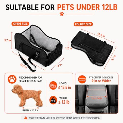 Center Console Dog Car Seat for Small Dogs up to 12 lbs - Image 2