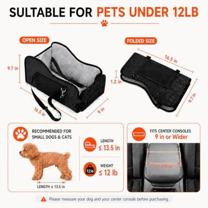 Center Console Dog Car Seat for Small Dogs up to 12 lbs - Image 2