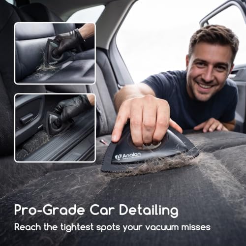 Analan Mini Pet Hair Remover for Car Detailing Dog Hair Tool Brush(Black) - Image 2