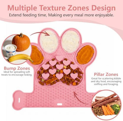 Dog Lick Mat with Suction Cups, Slow Feeder & Enrichment Mat for Dogs & Cats, Silicone Feeding Mat for Wet & Dry Food, Anxiety Relief, Mess-Free Foldable Pocket Design, Pink - Image 2