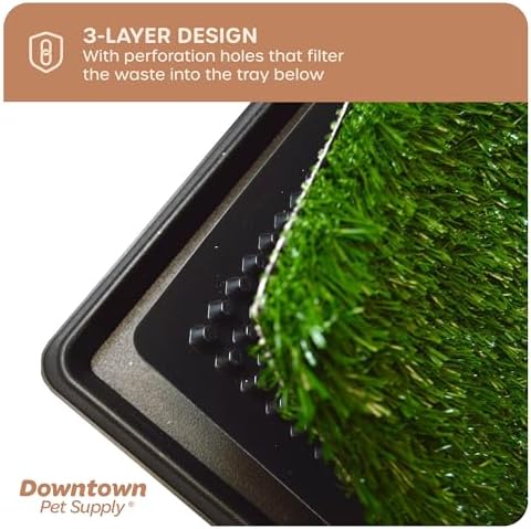 Downtown Pet Supply Dog Grass Pad with Tray, 20 x 25 - Outdoor and Indoor Potty System for Dogs with Replaceable Synthetic Grass Pee Turf - Portable and Waterproof Turf Dog Potty - Image 4