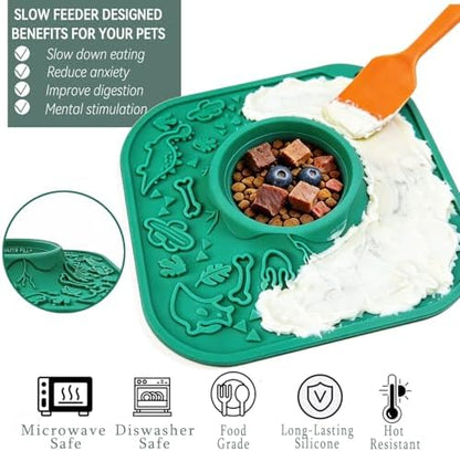 Lick Mat for Dog & Cat, Durable Silicone Licking Mat with Suction Cups, Easy-to-Clean, Chew-Proof, 2-in-1 Slow Feeder Pad Bowl for Dry & Wet Food, Puppy Enrichment Toy for Anxiety Relief, Pet Grooming - Image 3