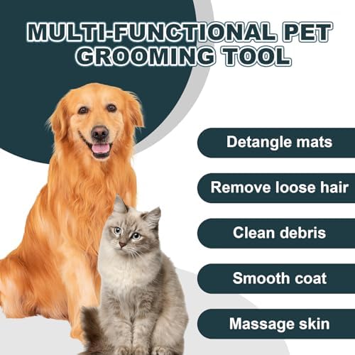 Dog & Cat Grooming Comb for Matted Hair, 2-in-1 Pet Detangling Comb with Long & Short Stainless Steel Teeth, Non-Slip Silicone Handle, Removes Mats, Knots & Tangles, for Long & Short Hair - Image 5