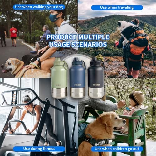 Dog Water Bottle with 2 Bowls, 32oz Insulated Stainless Steel Leak Proof - Image 5