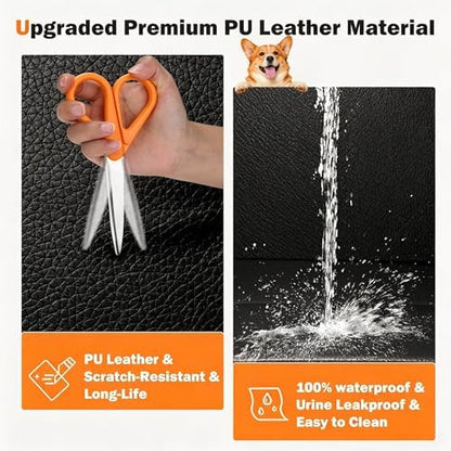 Hard Bottom Dog Car Seat Cover for Back Seat, PU Leather Dog Seat Extender - Image 4