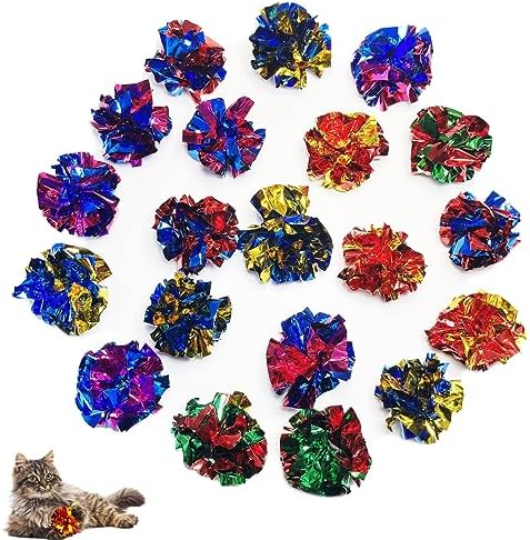 Cat Toys 20 Packs Interactive Crinkle Ball, 2.3 Inch Bright Colors Cat Ball Toys to Attract and Engage Cats, Promote a Healthy Lifestyle for All Breed Sizes Cats by UnleashingJoyforPetFriends