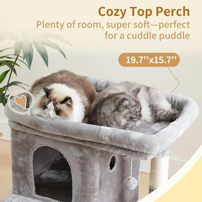 Heybly 26.3" Cat Tree for Large Cats with Big Perch & Dual Condos HCT204SW - Image 7