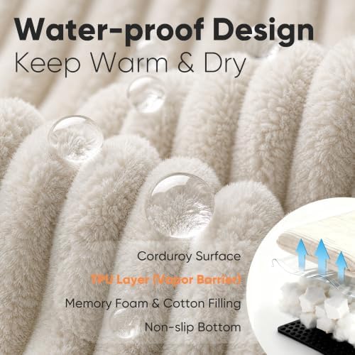 FUKUMARU Dog Couch Bed, Corduroy Cozy Cat Bed, Waterproof, Washable Cover - Image 3