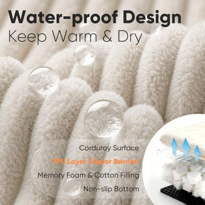 FUKUMARU Dog Couch Bed, Corduroy Cozy Cat Bed, Waterproof, Washable Cover - Image 3