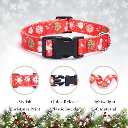 Christmas Dog Collar with Buckle Adjustable Safety Nylon Collars for Small Medium Large Dogs, Cute Stylish Girl Boy Christmas Dog Collar (Christma Red,L) - Image 3