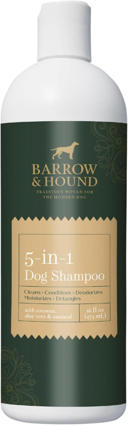 Barrow & Hound 5-in-1 Dog Shampoo & Conditioner – Natural, Tear-Free, Hypoallergenic Formula for Itchy & Smelly Dogs | Oatmeal, Aloe & Coconut | Safe for Puppies & All Breeds | Made in USA