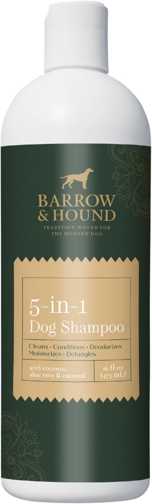 Barrow & Hound 5-in-1 Dog Shampoo & Conditioner – Natural, Tear-Free, Hypoallergenic Formula for Itchy & Smelly Dogs | Oatmeal, Aloe & Coconut | Safe for Puppies & All Breeds | Made in USA