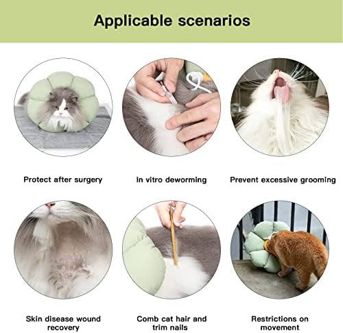 Cat Cone Collar,Cute Waterproof Cat Recovery Collar,Anti-Bite Lick Wound Healing Safety Elizabethan e Collar for Cats,Green Flower All-Season Style - Image 4