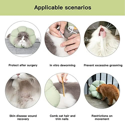 Cat Cone Collar,Cute Waterproof Cat Recovery Collar,Anti-Bite Lick Wound Healing Safety Elizabethan e Collar for Cats,Green Flower All-Season Style - Image 4