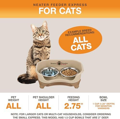 Neater Feeder Express Mess Proof Cat Bowls Elevated, No Spill Feeding Station, Stainless Steel Dishes for Food and Water, Raised Bowls for Indoor Cats, No Fatigue Whisker Friendly Dish, Cappuccino - Image 5