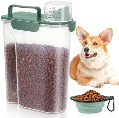 5 Lbs Pet Dog Food Storage Container for Bird Seed Rice Flour - Dark Green by TBMAXS