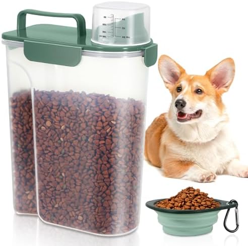 5 Lbs Pet Dog Food Storage Container for Bird Seed Rice Flour - Dark Green by TBMAXS