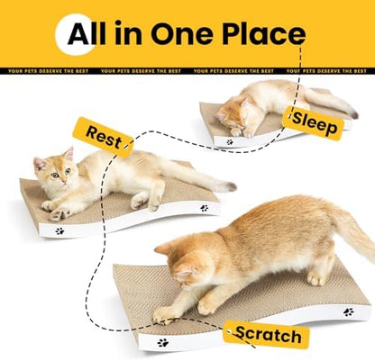 Cat Scratcher, Durable Scratch Pad, Corrugated Cardboard Scratching Board for Indoor Cats, Heavy Duty, Double-Sided Usability, Recyclable, with Catnip, Medium, 4 Pack - Image 6