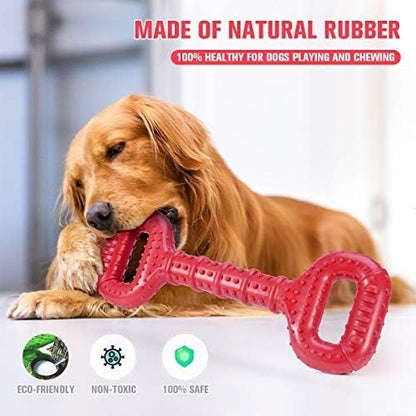 Feeko Dog Toys for Aggressive Chewers Large Breed, 15 inch Interactive Long Lasting Dogs Toy with Convex Design Natural Rubber Tug-of-war Toy for Medium Large Tooth Clean(Red) - Image 2