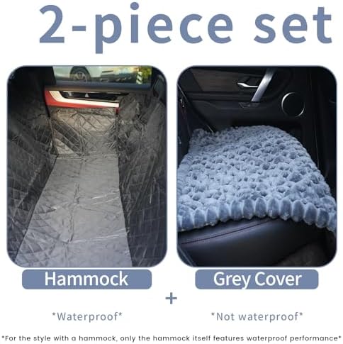 Dog Car Seat Cover 2 Piece Seat Waterproof Hammock and Grey Cover - Image 2