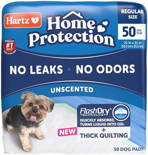 Hartz Home Protection Super Absorbent Odor Eliminating No Leaks Dog Pads, 50 Count by Hartz