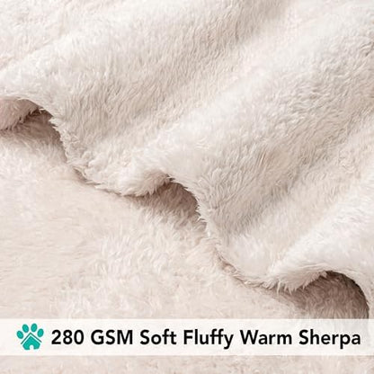 PetAmi Soft Plush Sherpa Dog Blanket for Pet Cat, Large 40x60, Beige - Image 4