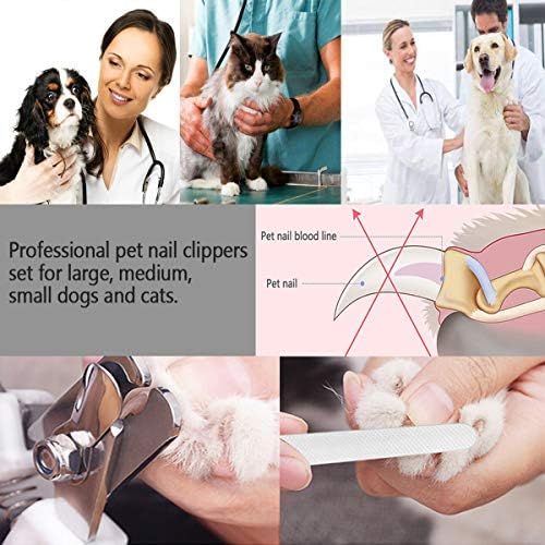 Pet Nail Clippers and Trimmers Set Safety Guard to Avoid Over Cutting Razor Sharp Blades Grooming Tool for All Small Large Dog Cat (Blue/Black) - Image 3