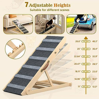 REONEY Dog Ramp, Portable Pet Ramp with 7 Adjustable Heights 11" to 26.6" - Image 4