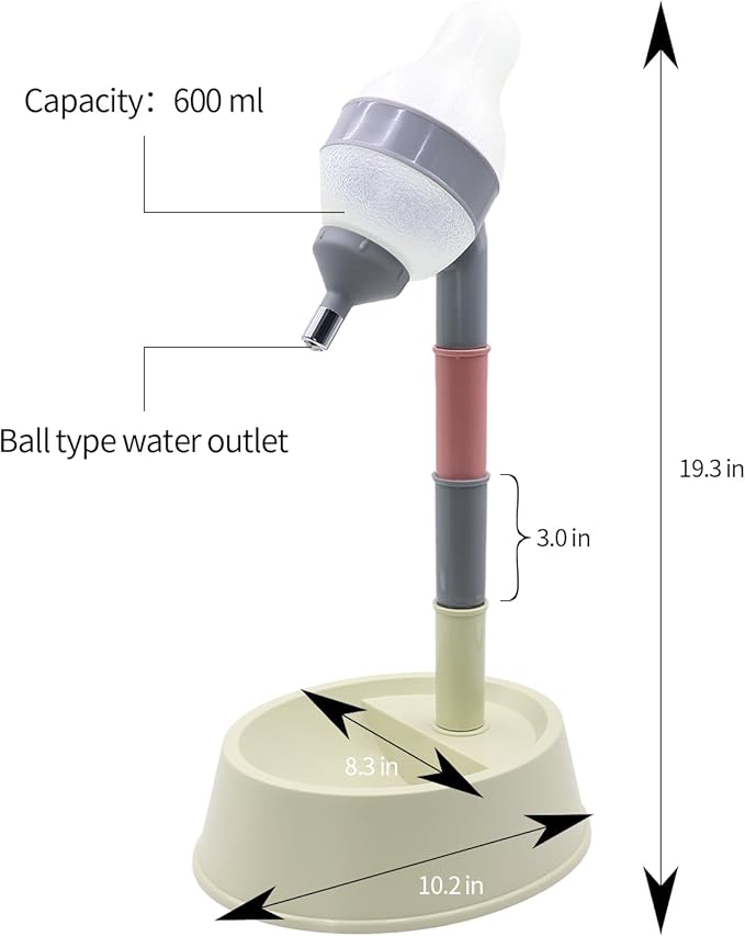 DELIFUR Pet Standing Water Dispenser Adjustable Cat Dog Drinking Water Dispenser Bowl with Detachable Pole Automatically Feeding Water (Grey-Green)