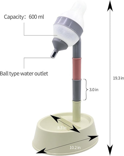 DELIFUR Pet Standing Water Dispenser Adjustable Cat Dog Drinking Water Dispenser Bowl with Detachable Pole Automatically Feeding Water (Grey-Green)