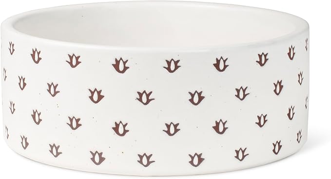 Fringe Studio Speckled Block Bone Medium Wax Resist Ceramic Pet Bowl (6.5" Diameter x 2.5" H, 26 fl.oz.), PetShop Collection (474506)