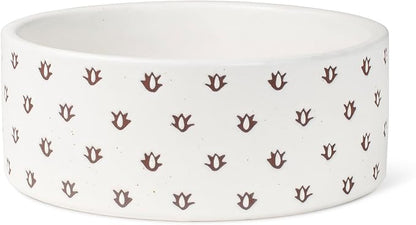 Fringe Studio Speckled Block Bone Medium Wax Resist Ceramic Pet Bowl (6.5" Diameter x 2.5" H, 26 fl.oz.), PetShop Collection (474506)
