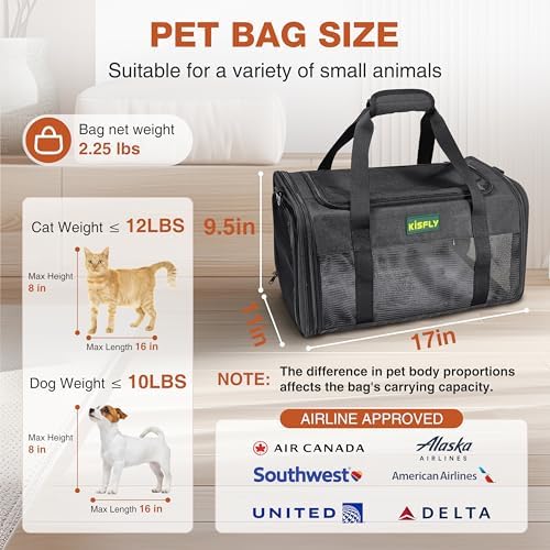 Airline Approved Cat Carrier 17"x11"x9.5", Under Seat Pet Travel Bag - Image 5
