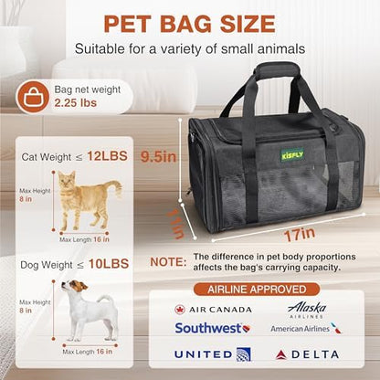 Airline Approved Cat Carrier 17"x11"x9.5", Under Seat Pet Travel Bag - Image 5