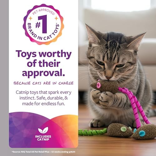 SmartyKat Magic Mice Compressed Catnip and Ribbon Cat Toys, Mess-Free for Hunting & Batting Fun for Cats & Kittens, Set of 3 - Image 2