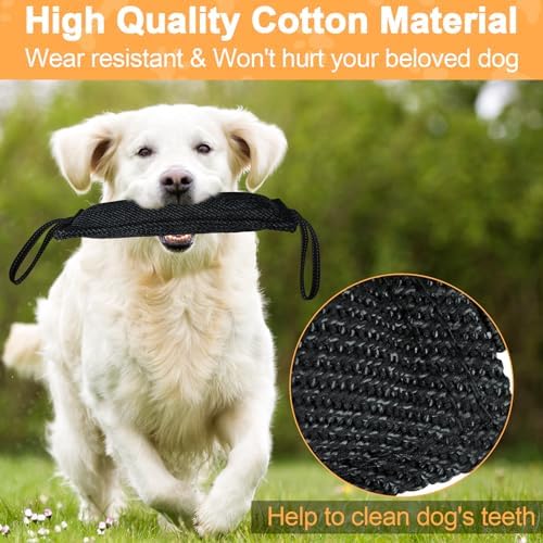 Dog Tug Toy Dog Bite Pillow Pull Toy with 2 Strong Handles Perfect for Tug of War, Puppy Interactive Play, Tear Resistant Bite Training Toys for Small Medium Large Dogs (Dark Black-Line) - Image 3