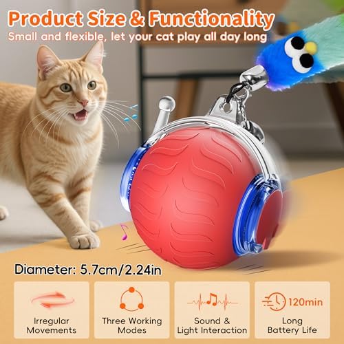 UPSKY Interactive Cat Toy, Smart Moving Cat Ball Toys for Indoor Cats - Image 2