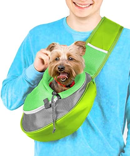 Cuddlissimo Small Dog Sling Carrier, Pet Cat Sling, Puppy Pouch - Green-S by Cuddlissimo