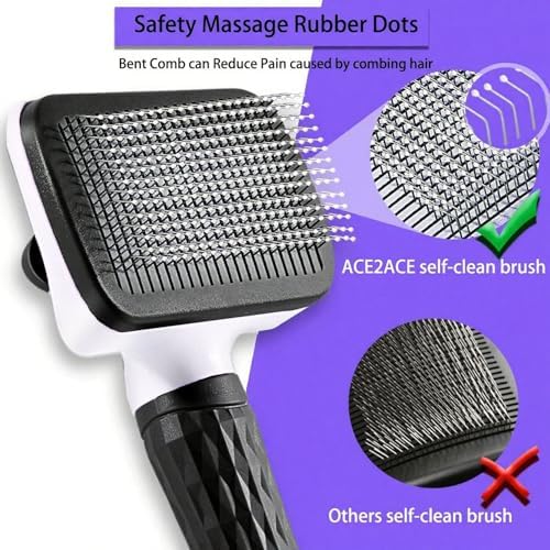 Self-Cleaning Slicker Brush, Dog Cat Bunny Pet Grooming Shedding Brush, Easy to Remove Loose Undercoat, Pet Massaging Tool Suitable for Pets with Long or Short Hair (Black) - Image 5