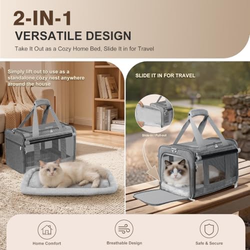 Soft Sided Cat Carrier for Anxious Pets with Privacy Roller Blinds - Image 3