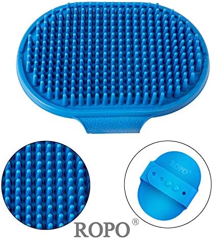 ROPO 2PC Dog Grooming Brush, Pet Shampoo Bath Brush&Pet steel comb, pet dog cat grooming comb - Image 4