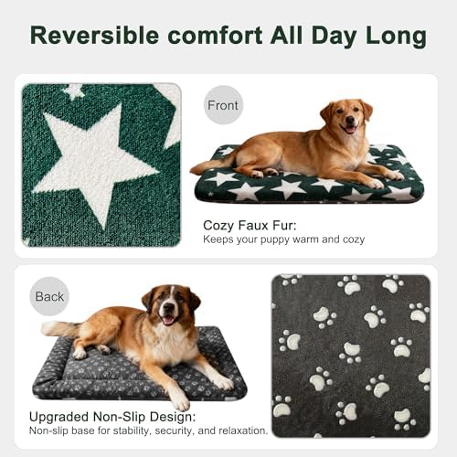 Dog Crate Pad Washable Cat Dog Pet Bed for Crate kennel Large Mat 36inGreen - Image 3