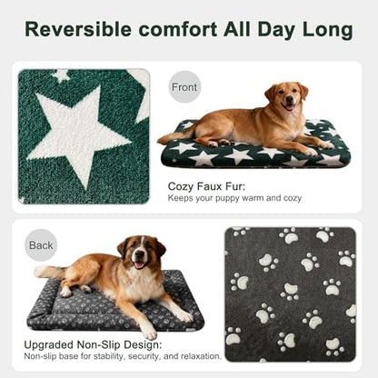 Dog Crate Pad Washable Cat Dog Pet Bed for Crate kennel Large Mat 36inGreen - Image 3
